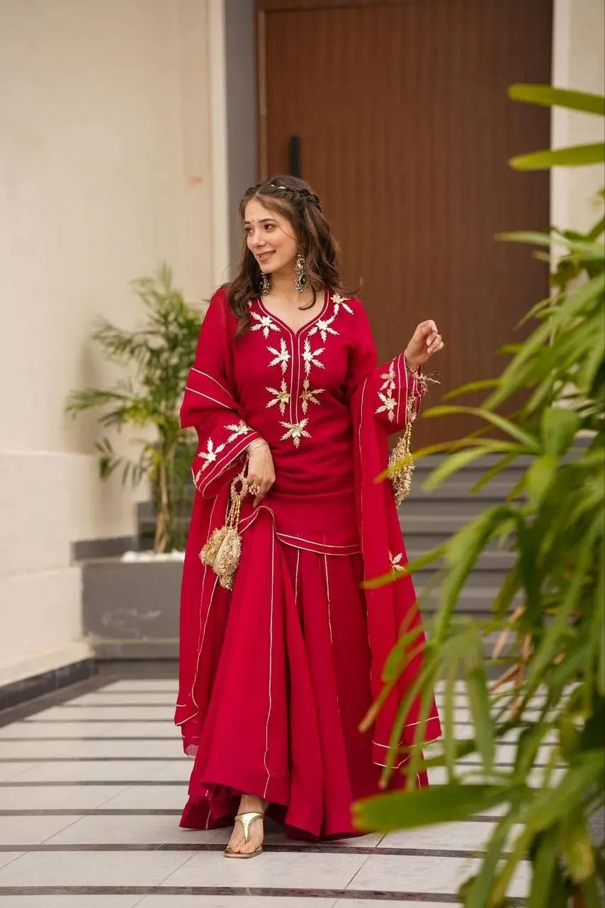 black Sharara Suit Set with gota pati for Festive and Party Wear in 4 colors