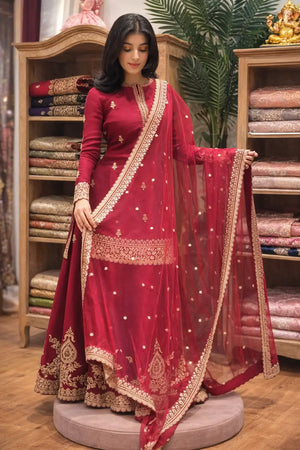 Elegant Festive Embroidered Crepe Silk Sharara Set for Wedding and Celebration Wear
