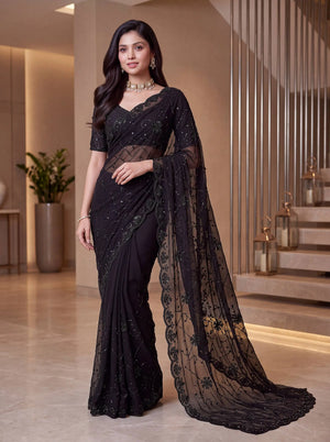 Shimmer silk Pearl Handwork Saree