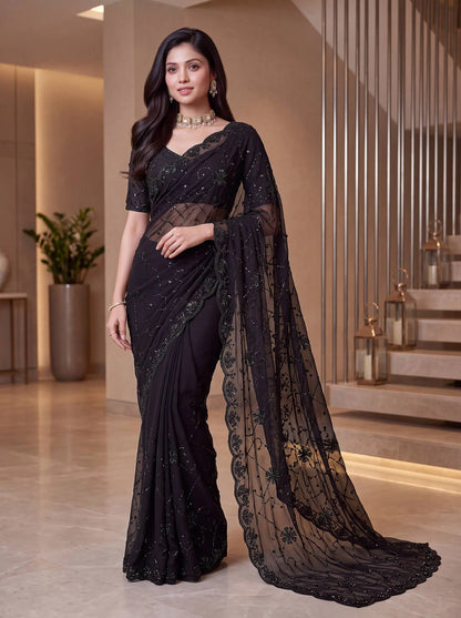Shimmer silk Pearl Handwork Saree