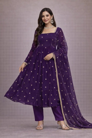 Embroidered Heavy Fendi Silk Suit Set with Dupatta for Festive and Party Wear