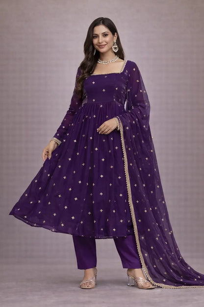 Embroidered Heavy Fendi Silk Suit Set with Dupatta for Festive and Party Wear