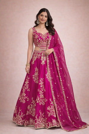 Embroidered Naysha Fabric Lehenga Choli with Organza Dupatta for Wedding and Festive Wear