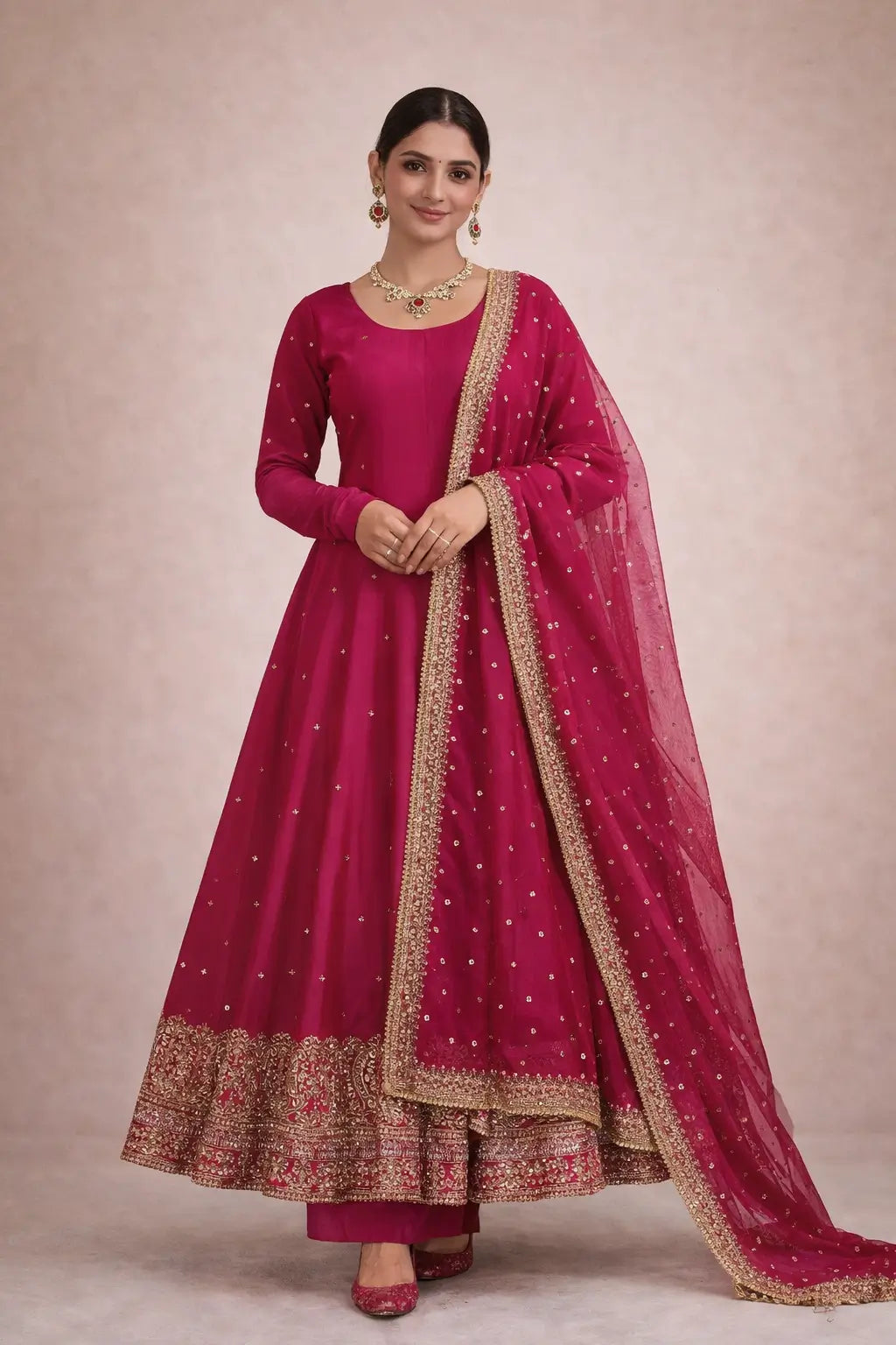 Designer Rayon Anarkali Suit with Embroidered Dupatta for Festive and Party Wear