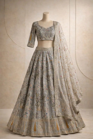 Premium Kasturi Silk Handcrafted Embroidered Lehenga Set