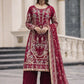 Luxury Faux Georgette Embroidered Palazzo Suit for Wedding and Festive Wear