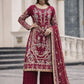 Luxury Faux Georgette Embroidered Palazzo Suit for Wedding and Festive Wear
