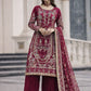 Luxury Faux Georgette Embroidered Palazzo Suit for Wedding and Festive Wear