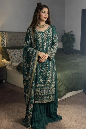Luxury Faux Georgette Embroidered Palazzo Suit for Wedding and Festive Wear