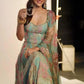 Organza Silk Printed Anarkali Suit with Dupatta and Bag