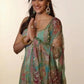 Organza Silk Printed Anarkali Suit with Dupatta and Bag