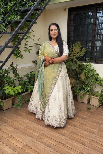 Embroidered Chinon Lehenga Choli Set