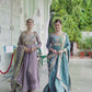 Embroidered Vichitra Silk Gown Set