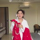 Designer Red Heavy Faux Georgette Gown Set with 5mm Sequence Embroidery & Dupatta