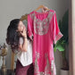 Roman Silk Embroidered Sharara Set with Mirror & Sequence Work