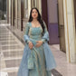 Fandy Silk Embroidered Kurta Set with Palazzo & Dupatta – Sequence Detailing