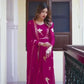 Faux Georgette Embroidered Gown Set with Pant & Dupatta