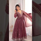 Crunchy Fabric Embroidered Anarkali Gown Set for Wedding and Festive Wear