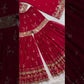Red Faux Georgette Sharara Set with 5mm Sequence Embroidery and Butterfly Net Dupatta