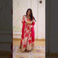 Printed Russian Silk Anarkali Gown with Embroidered Dupatta for Festive and Party Wear
