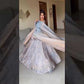 Silver Grace Embroidered Fandy Silk Anarkali Set for Festive and Wedding Wear