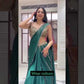 Emerald Green Ready-to-Wear Mirror Work Saree with Unstitched Blouse