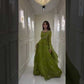 Lime Green Georgette Sequence Embroidered Gown with Dupatta