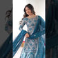 Teal Blue Faux Georgette Thread & Sequence Work Lehenga Set