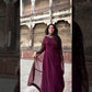 Elegant Faux Georgette Gown Set for Festive and Wedding Occasions