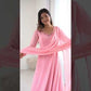 Handwork Embroidered Georgette Gown Set with Dupatta and Pant for family functions