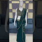 Emerald Green Ready-to-Wear Mirror Work Saree with Unstitched Blouse