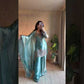Aqua Blue Fendy Silk Palazzo Set with Thread Sequence Work and Lace Border Dupatta
