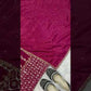 Royal Wine Embroidered Crepe Silk Kurta Set for Festive and Wedding Wear