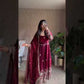 Embroidered Fendy Silk Anarkali Set with Dupatta