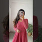 Premium Fox Georgette Lucknowi Sequence Work Anarkali Set with Ruffle Dupatta