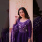 Embroidered Gold Crush Anarkali Gown Set for Wedding and Festive Wear