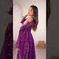 Purple Faux Georgette Anarkali Set with Sequin Thread Embroidery and Dupatta