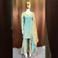 Steel Blue Premium Fandy Sharara Set with Zari Sequence Embroidery and Dupatta