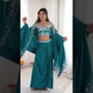 Teal French Crepe Western Dhoti Set for Festive and Party Wear