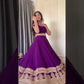 Violet & Orange Georgette Lehenga with Zari Gota Border