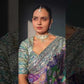 Designer Chinnon Silk Saree with Mirror Work for Festive and Wedding Wear