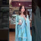 Elegant Roman Silk Farshi Palazzo Suit with Embroidered Dupatta for Festive Wear