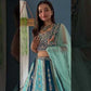 Aqua Blue Faux Georgette Embroidered Lehenga Set for Wedding and Festive Wear