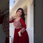 Royal Radiance Embroidered Georgette Gown for Festive and Wedding Wear