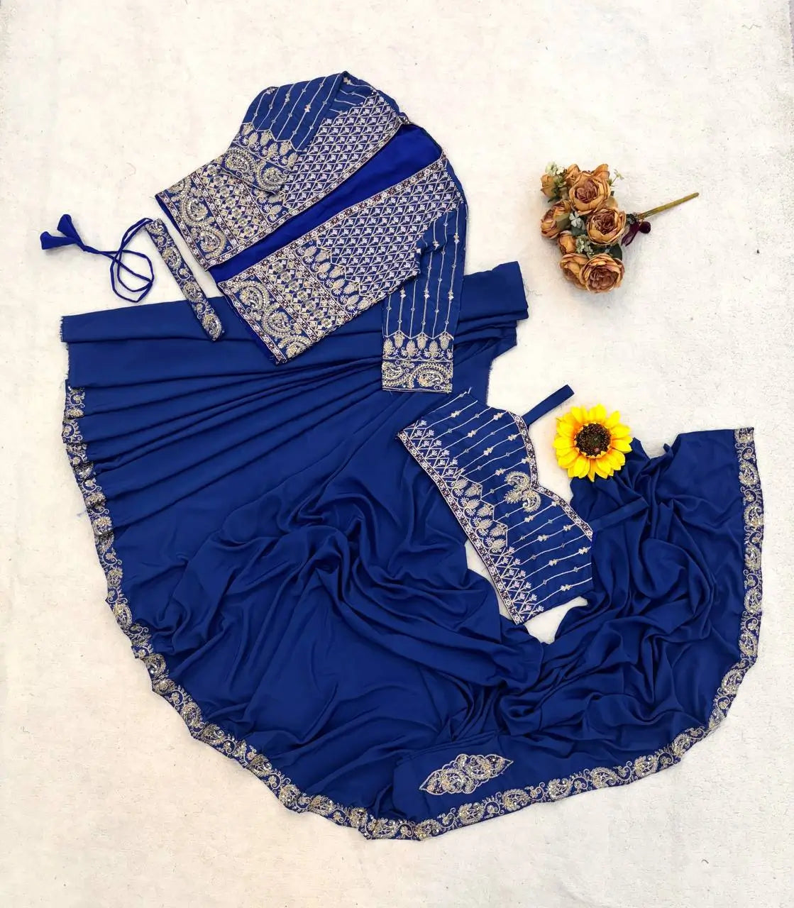ready to wear saree with Koti in Crepe Silk fabric
