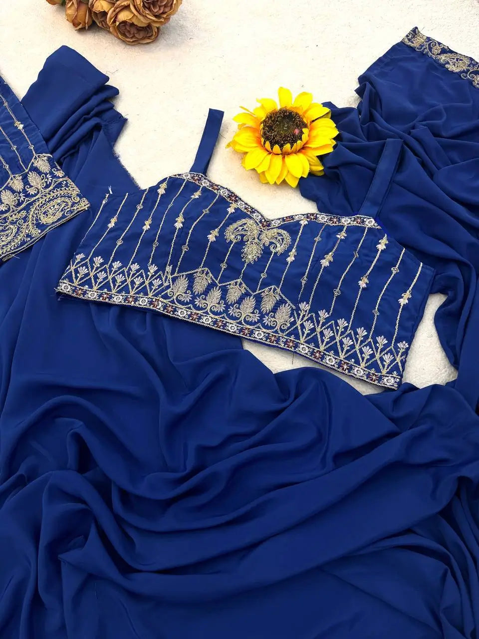 ready to wear saree with Koti in Crepe Silk fabric