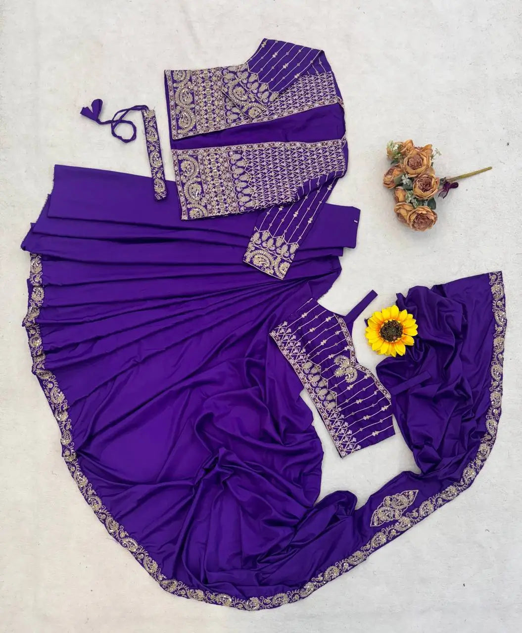 ready to wear saree with Koti in Crepe Silk fabric