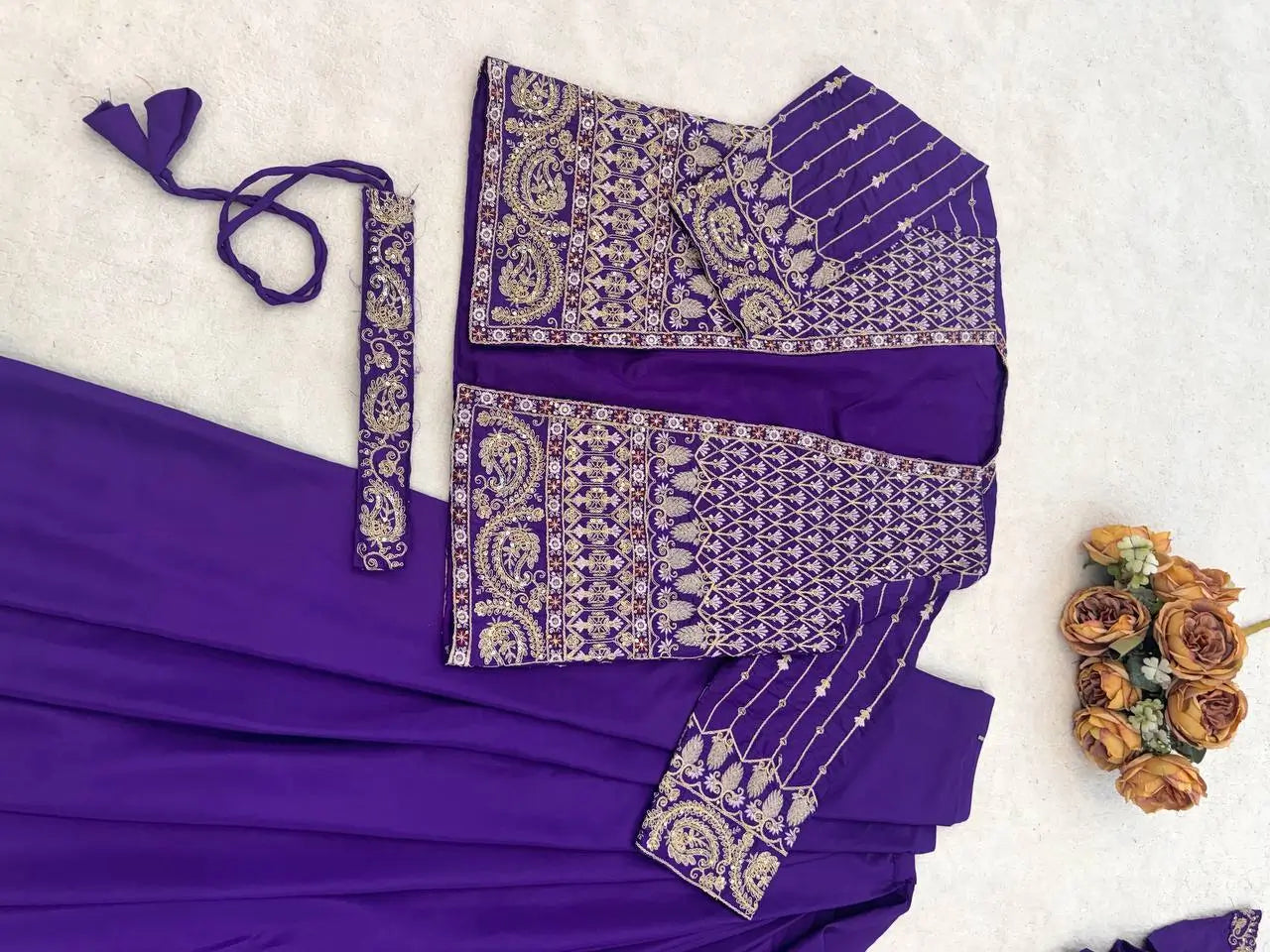 ready to wear saree with Koti in Crepe Silk fabric