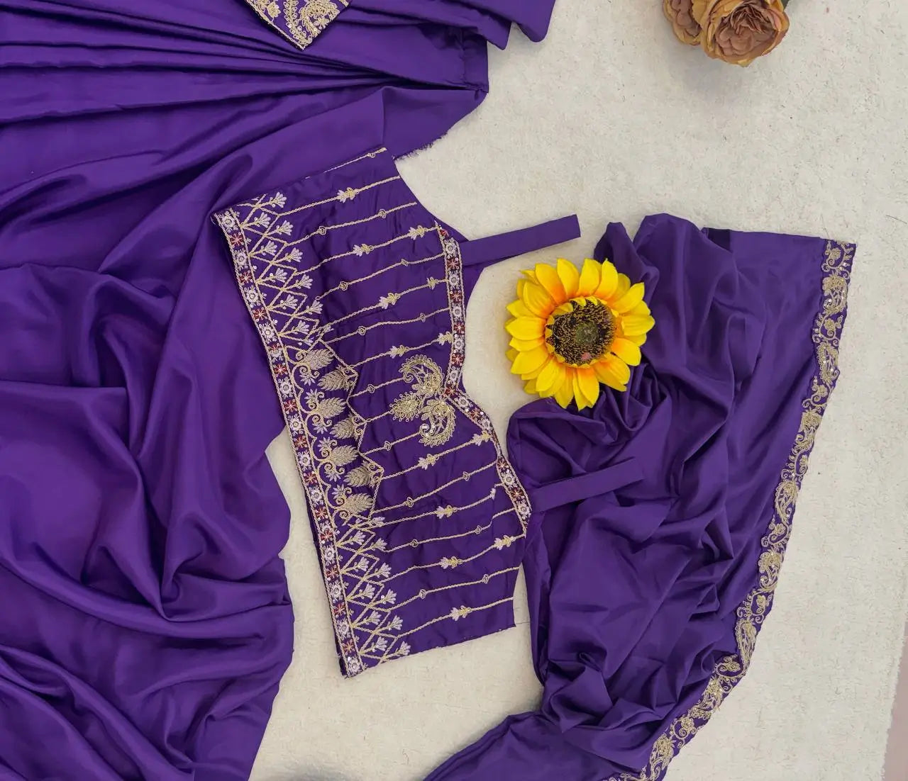 ready to wear saree with Koti in Crepe Silk fabric