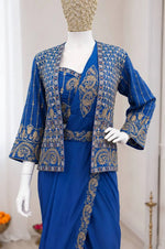 ready to wear saree with Koti in Crepe Silk fabric